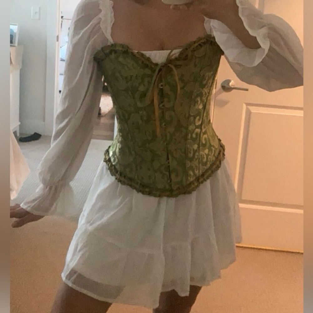 Lace Up Corset Top with ribbing